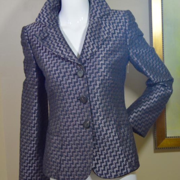 Armani Collezioni Grey/Brown Powerhouse ZigZag Jacket Made in Italy 🇮🇹 - Picture 1 of 15